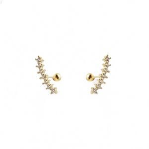 NEW KIKICHIC women's curve cubic zirconia diamond screw back earrings in yellow
